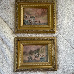 Far Far Away and Happily Ever after Picture Set in Frames - Upcycled picture set